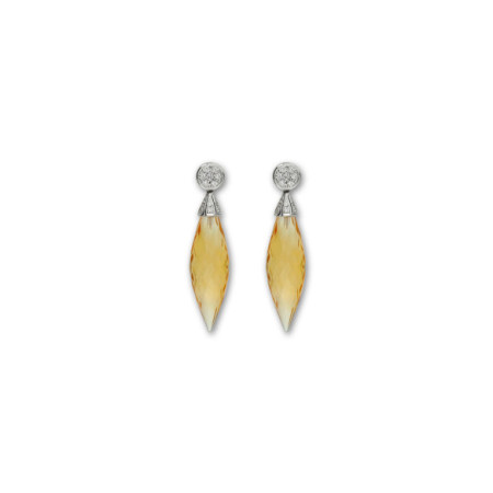 Pendientes Oro Blanco, Citrino Y Diamantes. Género: Mujer. Material: Oro blanco. Piedras: Citrino,Diamantes