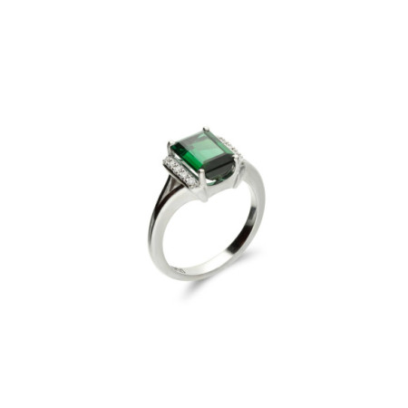 Anillo Oro Blanco, Turmalina Y Diamantes. Género: Mujer. Material: Oro blanco. Piedras: Turmalinas,Diamantes