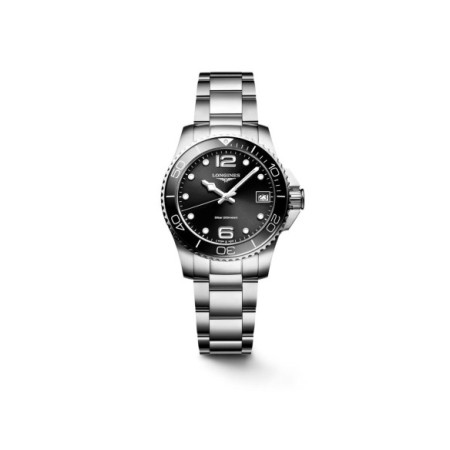 Reloj Longines HydroConquest L3.370.4.56.6. Género: Mujer. Material: Acero,Cerámica. Tamaño: De 32mm a 38mm. Correa: Acero. Color esfera: Negro. Estilo: Casual,Deportivo. Movimiento: Cuarzo. Características técnicas: Hora y segundero,Calendario