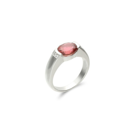 Anillo Oro Blanco, Turmalina Y Diamantes. Género: Mujer. Material: Oro blanco. Piedras: Diamantes,Turmalinas
