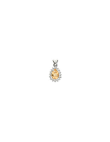 Colgante Oro Blanco, Topacio Y Diamantes