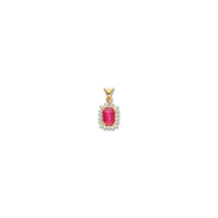 Colgante Oro Amarillo, Rubí Y Diamantes. Género: Mujer. Material: Oro amarillo. Piedras: Diamantes,Rubies