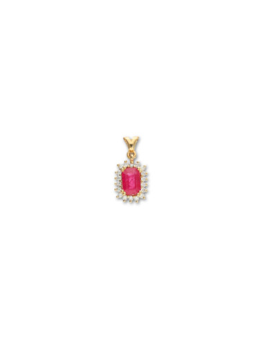 Colgante Oro Amarillo, Rubí Y Diamantes