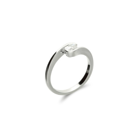 Anillo-Solitario Oro Blanco Y Diamante. Género: Mujer. Material: Oro blanco. Piedras: Diamantes