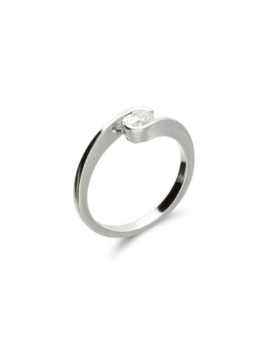 Anillo-Solitario Oro Blanco Y Diamante