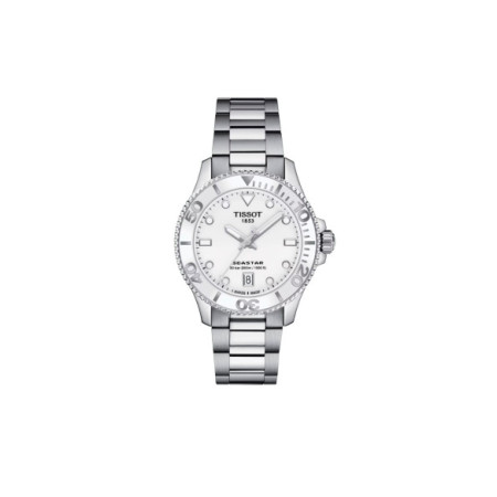 Reloj Tissot Seastar 1000 T120.210.11.011.00. Género: Mujer. Material: Acero. Tamaño: De 32mm a 38mm. Correa: Acero. Color esfera: Blanco. Estilo: Deportivo. Movimiento: Cuarzo. Características técnicas: Hora y segundero,Calendario