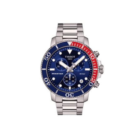 Reloj Tissot Seastar 1000 Chronograph T120.417.11.041.03. Género: Hombre. Material: Acero. Tamaño: De 43mm a 46mm. Correa: Acero. Color esfera: Azul. Estilo: Deportivo. Movimiento: Cuarzo. Características técnicas: Hora y segundero,Calendario,Cronógrafo