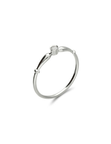 Anillo-Solitario Oro Blanco Y Diamante
