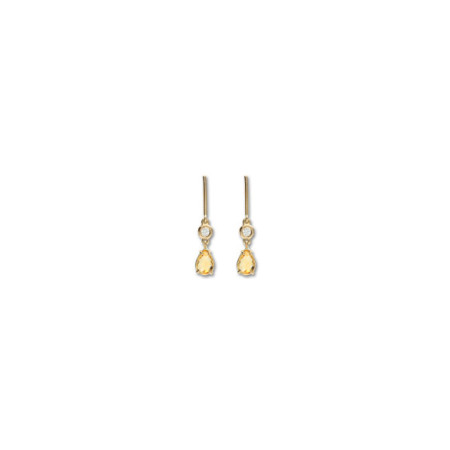 Pendientes Oro Amarillo, Circonita Y Citrino. Género: Mujer. Material: Oro amarillo. Piedras: Citrino