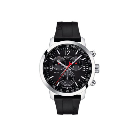 Reloj Tissot PRC 200 Chronograph T114.417.17.057.00. Género: Hombre. Material: Acero. Tamaño: De 43mm a 46mm. Correa: Caucho. Color esfera: Negro. Estilo: Deportivo. Movimiento: Cuarzo. Características técnicas: Hora y segundero,Calendario,Cronógrafo