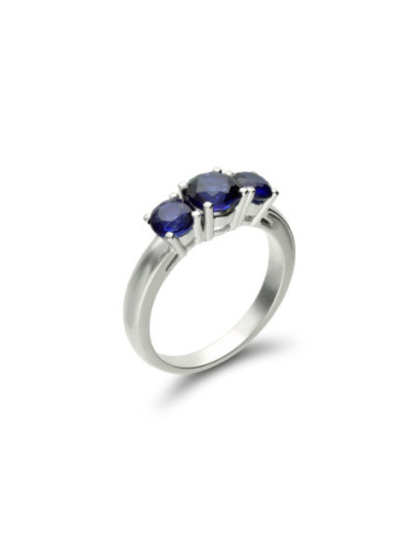 Anillo Oro Blanco Y Zafiros