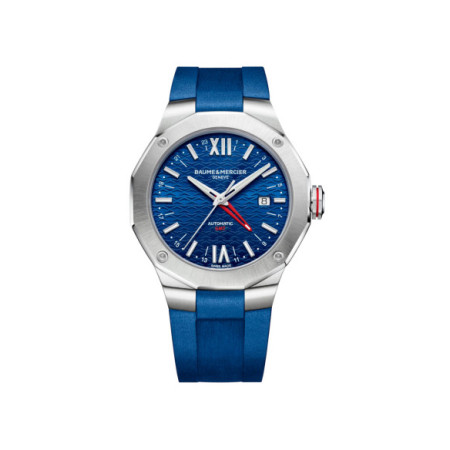 Reloj Baume Et Mercier Riviera M0A10659. Género: Hombre. Material: Acero. Tamaño: De 39mm a 42mm. Correa: Caucho. Color esfera: Azul. Estilo: Deportivo. Movimiento: Automático. Características técnicas: Hora y segundero,Calendario,Reserva de marcha