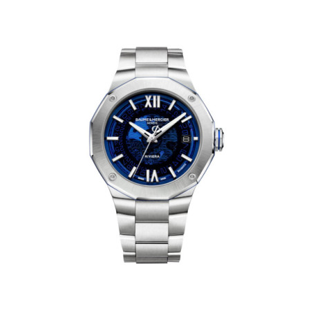 Reloj Baume Et Mercier Riviera M0A10749 Edición Limitada. Género: Hombre. Material: Acero. Tamaño: De 39mm a 42mm. Correa: Acero. Color esfera: Azul. Estilo: Deportivo. Movimiento: Automático. Características técnicas: Hora y segundero,Calendario,Reserva de marcha