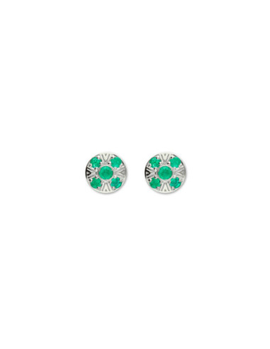 Pendientes Oro Blanco Y Esmeraldas
