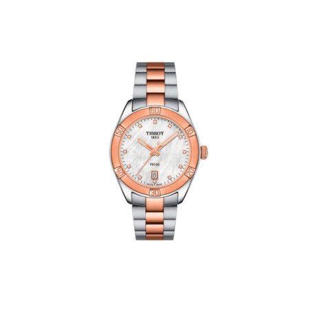 Reloj Tissot PR100 Sport Chic T101.910.22.116.00. Género: Mujer. Material: Acero. Tamaño: De 32mm a 38mm. Correa: Acero. Color esfera: Nácar. Estilo: Clásico. Movimiento: Cuarzo. Características técnicas: Hora y segundero,Calendario