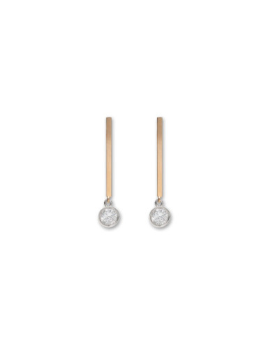 Pendientes Oro Amarillo Y Circonita