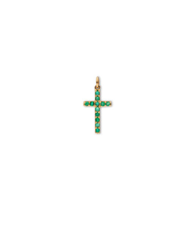 Colgante Cruz Oro Amarillo Esmeraldas