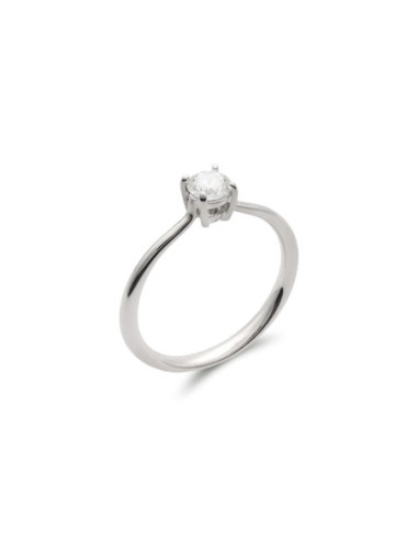 Anillo-Solitario Oro Blanco Y Diamante