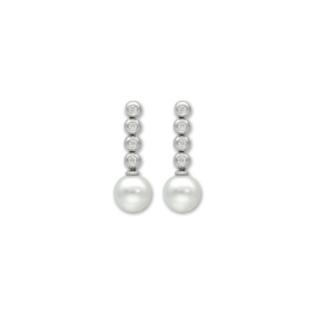Pendientes Oro Blanco, Diamantes Y Perla Australiana. Género: Mujer. Material: Oro blanco. Piedras: Diamantes,Perlas