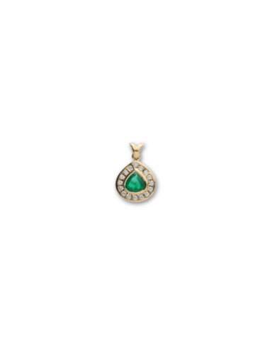 Colgante Oro Amarillo, Esmeralda Y Diamantes