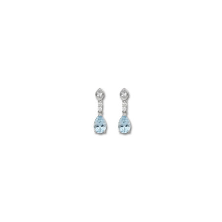 Pendientes Oro Blanco, Aguamarina Y Diamantes. Género: Mujer. Material: Oro blanco. Piedras: Aguamarinas,Diamantes