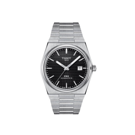 Reloj Tissot PRX Powermatic 80 T137.407.11.051.00. Género: Hombre. Material: Acero. Tamaño: De 39mm a 42mm. Correa: Acero. Color esfera: Negro. Estilo: Casual. Movimiento: Automático. Características técnicas: Hora y segundero,Calendario