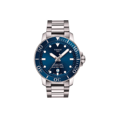 Reloj Tissot Seastar 1000 Powermatic 80 T120.407.11.041.03. Género: Hombre. Material: Acero. Tamaño: De 43mm a 46mm. Correa: Acero. Color esfera: Azul. Estilo: Deportivo. Movimiento: Automático. Características técnicas: Hora y segundero,Calendario,Reserva de marcha
