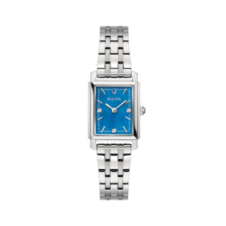Reloj Bulova Sutton Lady 96P245. Género: Mujer. Material: Acero. Tamaño: De 32mm a 38mm. Correa: Acero. Color esfera: Azul. Estilo: Cocktail. Movimiento: Cuarzo. Características técnicas: Hora y segundero