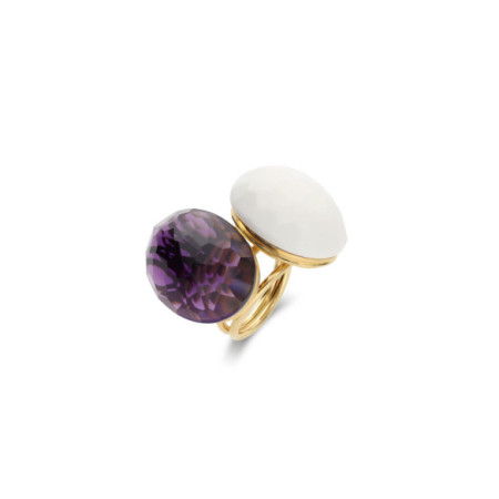 Anillo Oro Amarillo, Amatista Y Ágata. Género: Mujer. Material: Oro amarillo. Piedras: Amatistas,Otras gemas