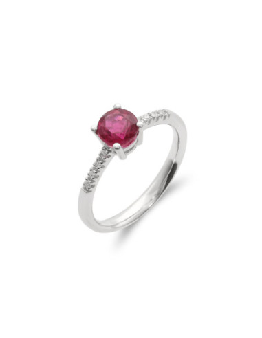 Anillo Oro Blanco, Turmalina Y Diamantes