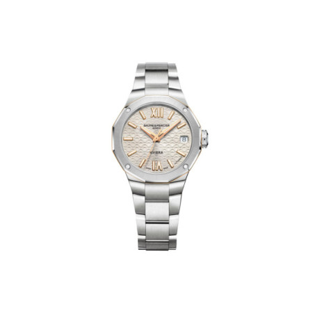 Reloj Baume Et Mercier Riviera M0A10730. Género: Mujer. Material: Acero. Tamaño: De 32mm a 38mm. Correa: Acero. Color esfera: Dorada. Estilo: Cocktail. Movimiento: Automático. Características técnicas: Hora y segundero,Calendario,Reserva de marcha