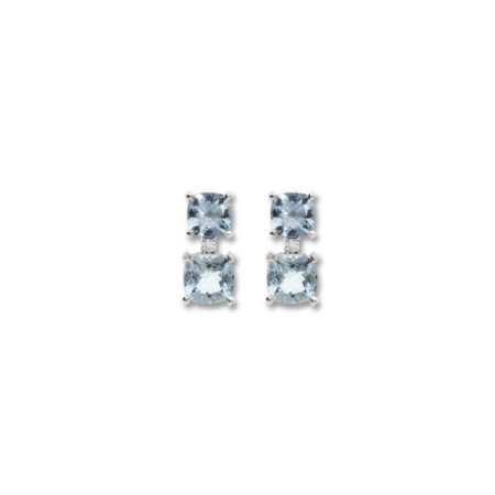 Pendientes Oro Blanco, Diamante Y Aguamarinas. Género: Mujer. Material: Oro blanco. Piedras: Diamantes,Aguamarinas