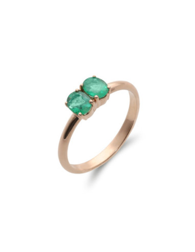 Anillo Oro Rosa Y Esmeraldas
