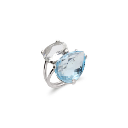 Anillo Plata, Topacio Y Cuarzo. Género: Mujer. Material: Plata. Piedras: Otras gemas,Topacio azul
