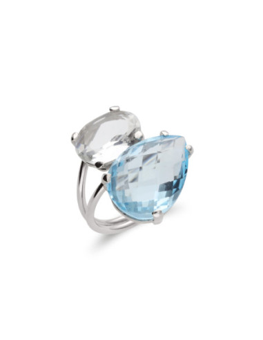 Anillo Plata, Topacio Y Cuarzo