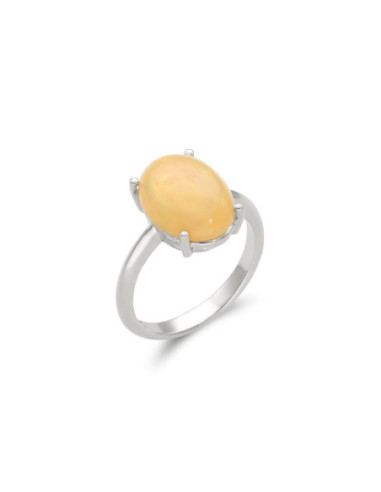 Anillo Oro Blanco Y Ópalo