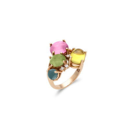Anillo Oro Rosa, Turmalinas Y Diamantes. Género: Mujer. Material: Oro rosa. Piedras: Turmalinas,Diamantes