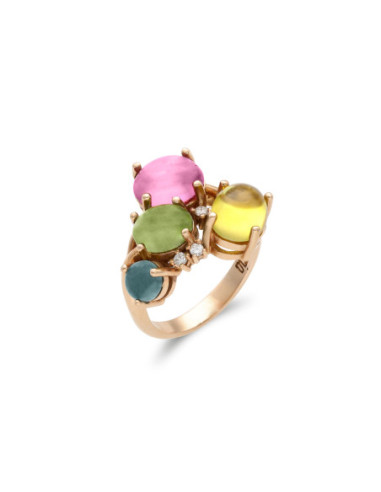 Anillo Oro Rosa, Turmalinas Y Diamantes