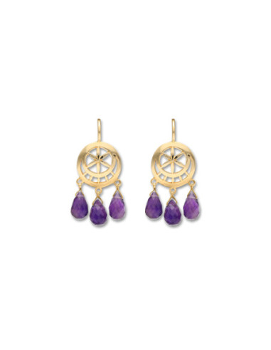 Pendientes Oro Amarillo Y Amatistas