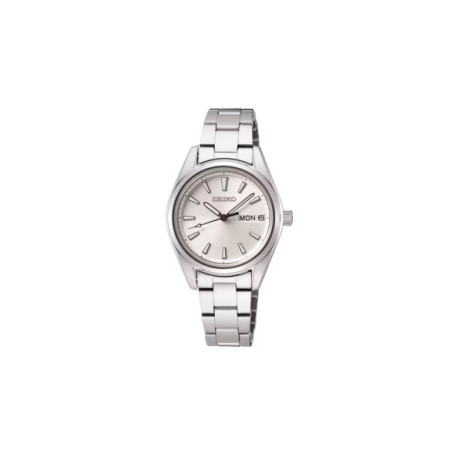 Reloj Seiko Neo Classic SUR349P1. Género: Mujer. Material: Acero. Tamaño: Menos de 32mm. Correa: Acero. Color esfera: Plata. Estilo: Cocktail,Clásico. Movimiento: Cuarzo. Características técnicas: Hora y segundero,Calendario