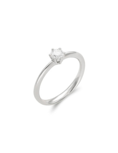 Anillo-Solitario Oro Blanco Y Diamante