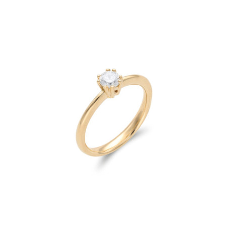 Anillo-Solitario Oro Amarillo Y Diamante. Género: Mujer. Material: Oro amarillo. Piedras: Diamantes