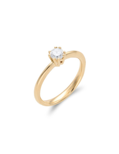 Anillo-Solitario Oro Amarillo Y Diamante