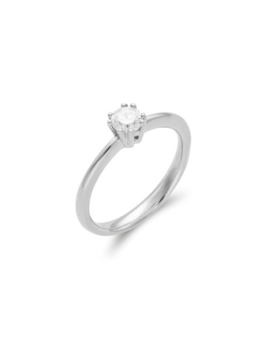 Anillo-Solitario Oro Blanco Y Diamante
