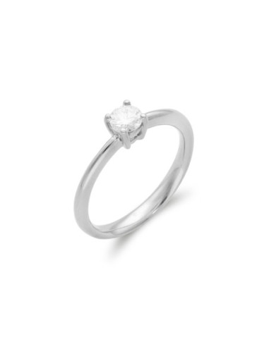 Anillo-Solitario Oro Blanco Y Diamante