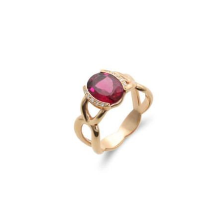 Anillo Oro Rosa, Turmalina Y Diamantes. Género: Mujer. Material: Oro rosa. Piedras: Diamantes,Turmalinas
