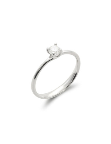 Anillo-Solitario Oro Blanco Y Diamante