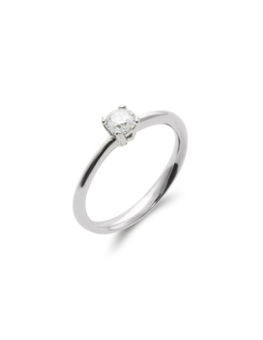 Anillo-Solitario Oro Blanco Y Diamante
