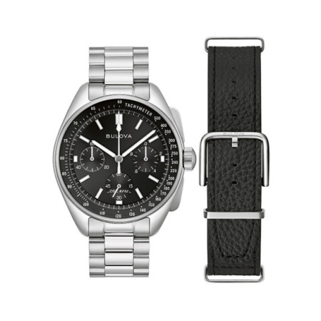 Reloj Bulova Lunar Pilot 96K111. Género: Hombre. Material: Acero. Tamaño: De 43mm a 46mm. Correa: Acero. Color esfera: Negro. Estilo: Casual,Cocktail. Movimiento: Cuarzo. Características técnicas: Hora y segundero,Cronógrafo
