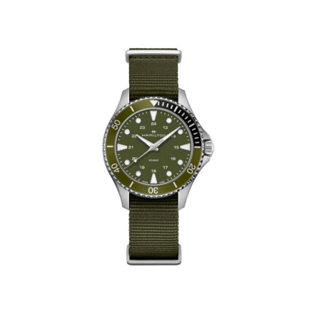 Reloj Hamilton Khaki Navy Scuba Quartz H82241961. Género: Mujer,Hombre. Material: Acero. Tamaño: De 32mm a 38mm. Correa: Nato. Color esfera: Verde. Estilo: Casual. Movimiento: Cuarzo. Características técnicas: Hora y segundero
